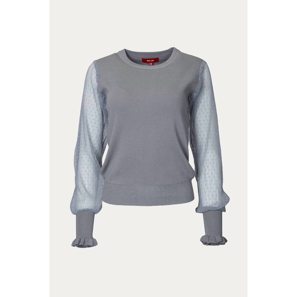 NEW SWEATERLAND mesh sleeve sweater in dark grey